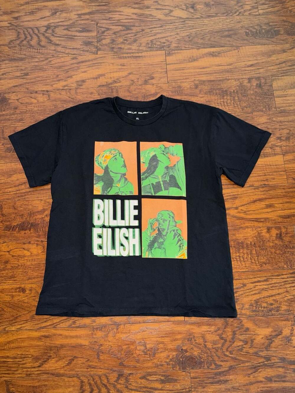 Billie Eilish 3-Photo and Logo Black Graphic T-Shirt XL